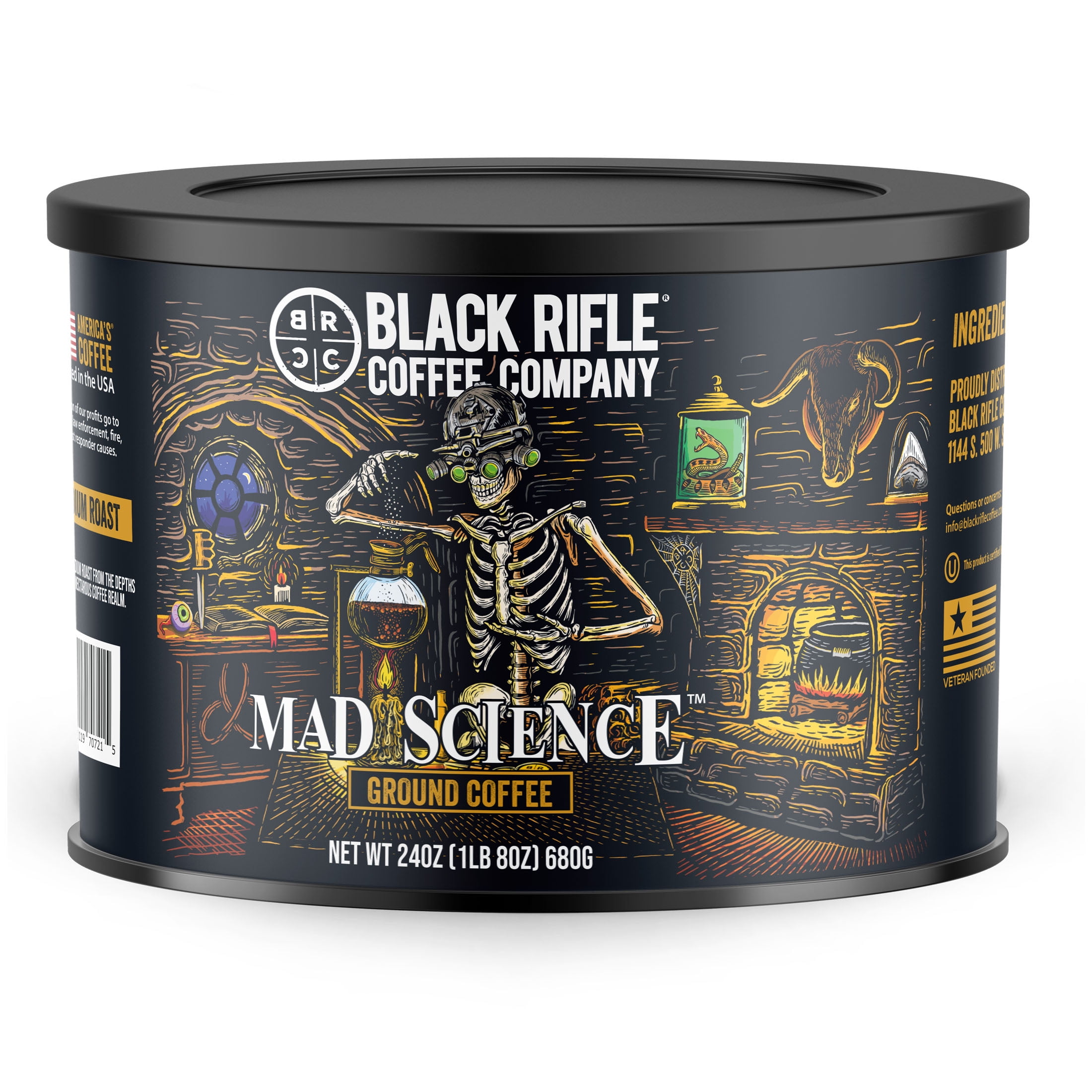 Black Rifle Coffee Mad Science, Medium Roast, Ground Coffee, 24 oz Canister