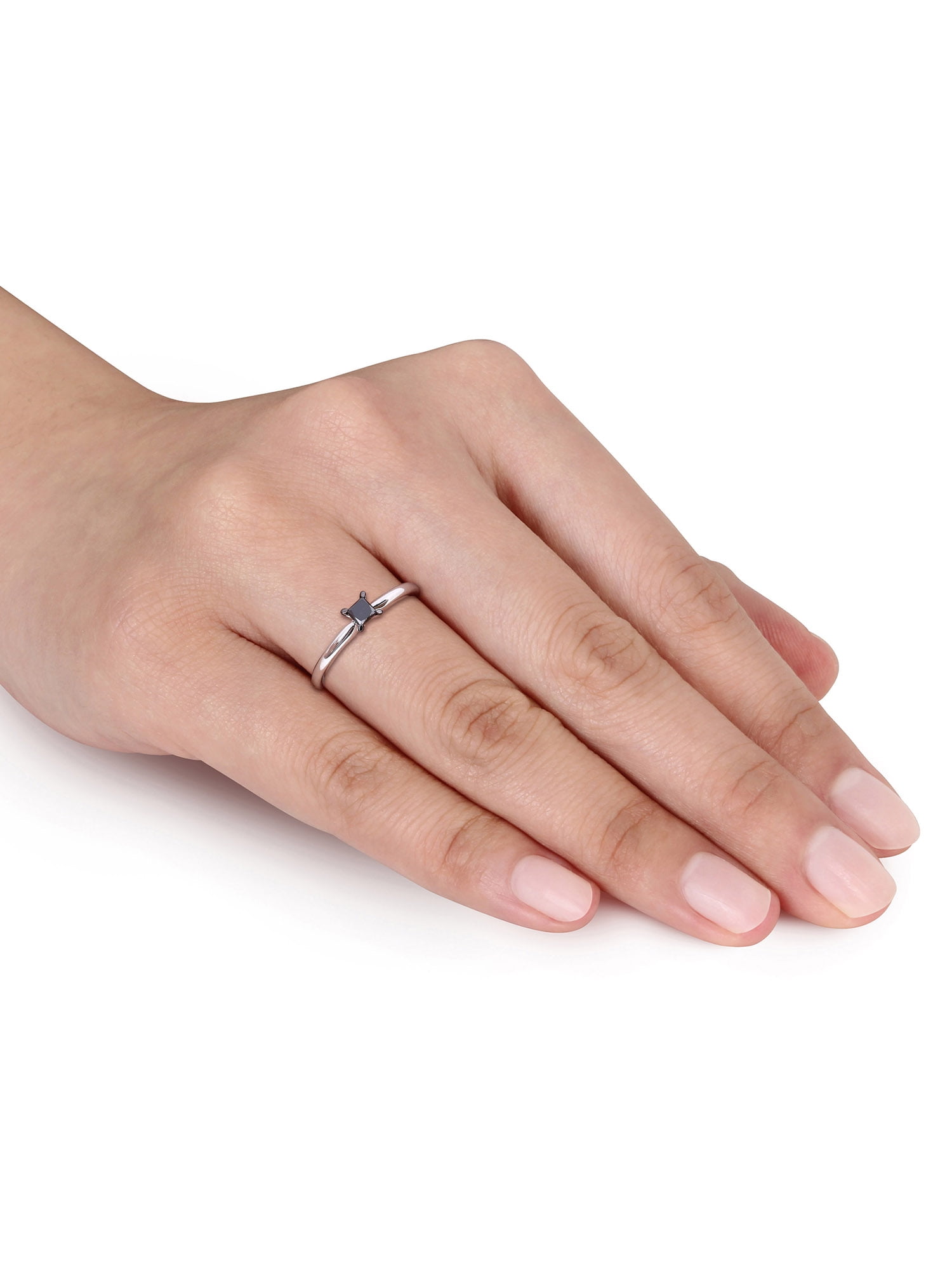 1/4 Carat T.W. Black Diamond 14kt White Gold Black Rhodium Plated Solitaire Engagement Ring