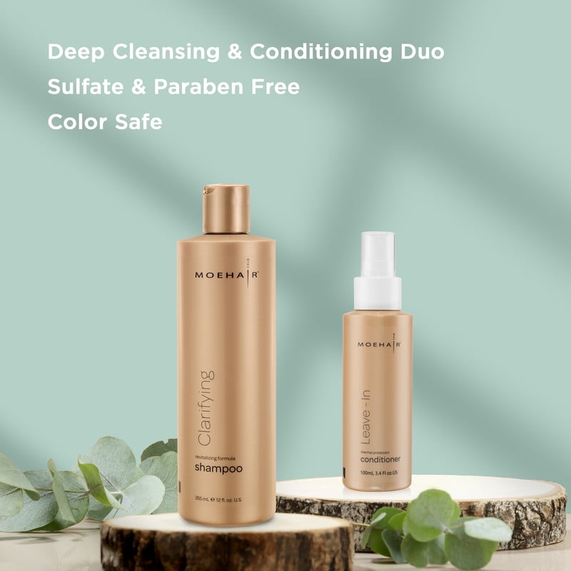 Moehair Clarifying Shampoo and Leave-In Conditioner Set with Floral Scent, 2 Piece