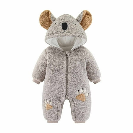 

Vikakiooze Autumn Winter Infant Toddler Baby Long Sleeve Animal Ear Hooded Romper Zipper Jumpsuit