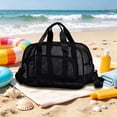 thumbnail image 4 of Mesh Tote Bag for Women, 16''x7.5''x10'' Lightweight Breathable Polyester Shoulder Bag, Multiple Pockets, Adjustable Crossbody Strap, Black Gym Beach Travel Bag - Black, 4 of 6