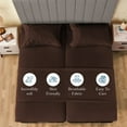 thumbnail image 3 of 1000 Thread Count 5 Piece Split California King Sheets Sets Set ( 2- Twin XL Fitted Sheets 1-Flat sheet and 2-Pillow covers ) with 30" deep pocket for Adjustable Bed Color Chocolate Solid, 3 of 5