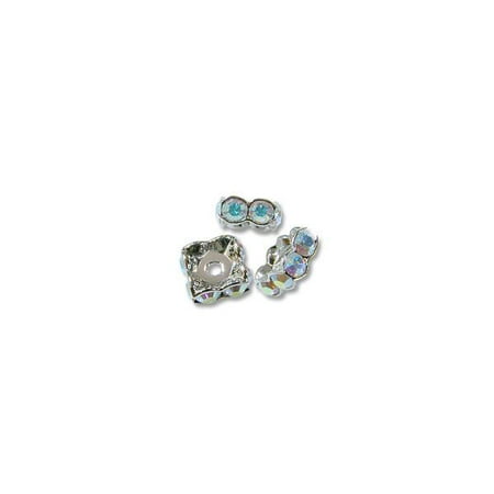 - Swarovski Rondelle Square Bead 6mm Crystal AB Sterling Plated (Package of 1)