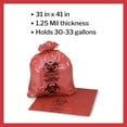 thumbnail image 4 of McKesson Infectious Waste Bags, 1.25 mil, Red, 30-33 gallons, 31 in x 41 in, 250 Ct, 4 of 11