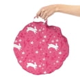 thumbnail image 2 of Cartoon Round Floor Cushion with Handle, Rabbits Jumping Around Flower Field Meadow Bunny Spring Animal Pastel Art, Pillow for Living Room & Dorms, 18" Round, Hot Pink and White, by Ambesonne, 2 of 4