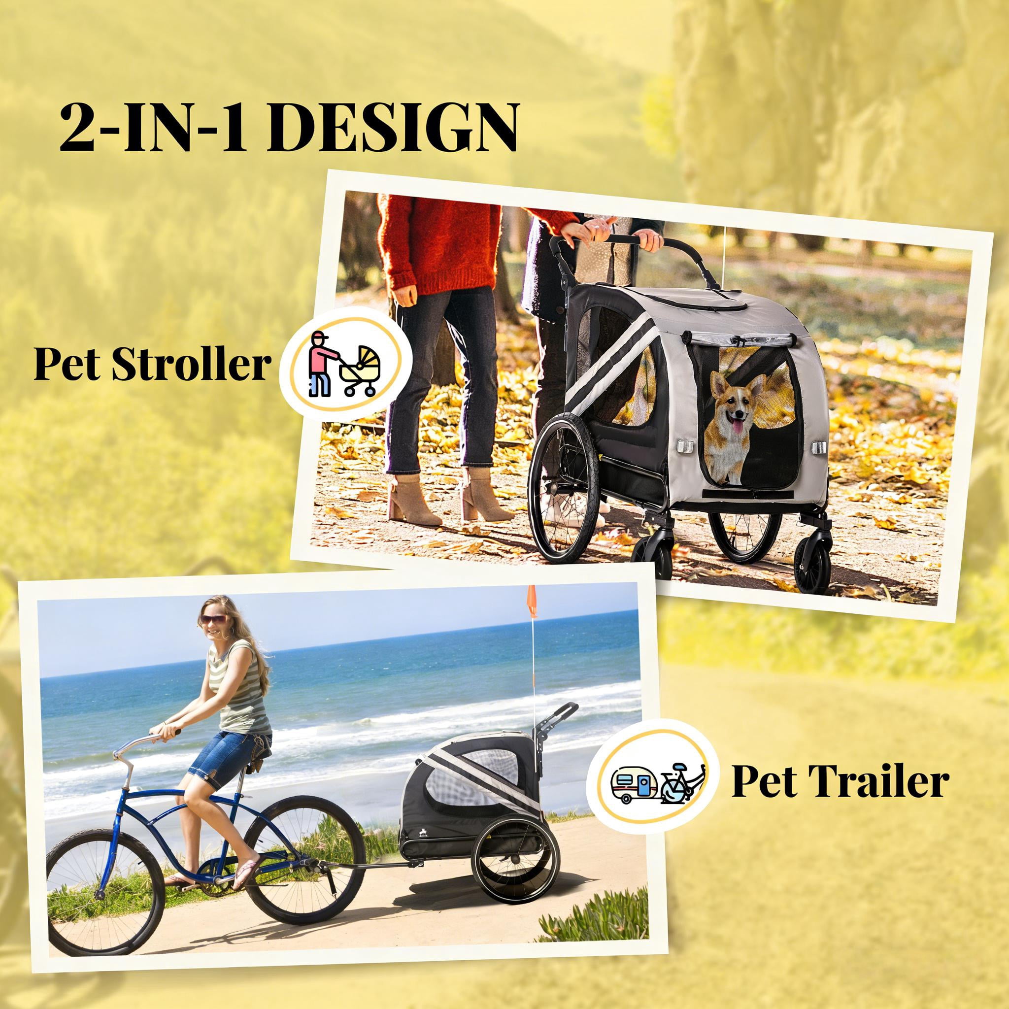Dog Stroller Bicycle Carrier, Pet Bike Trailer