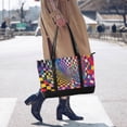 thumbnail image 4 of FORMRS Canvas Laptop Tote Bag for Women with 15.6" Computer Compartments Shoulder Handbag, Colorful Wavy Plaid, 4 of 7