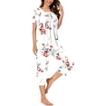 thumbnail image 3 of Women's Pajama Sets 2 Piece Summer Sleepwear Ladies Pjs Short Sleeve Capri Pant With Pockets, 3 of 5