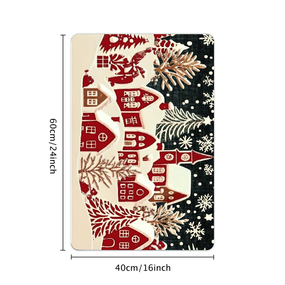 Shiartex Christmas Village Snowflakes Trees Doormat for Home Entrance, Indoor Outdoor Non-Slip Welcome Mat 24x16in