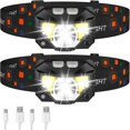 thumbnail image 1 of Headlamp, Ultra Lightweight 1200 Lumens Rechargeable Headlamp with White and Red Light, 2 Pack Waterproof Motion Sensor Headlamp, 8 Modes for Outdoor, 1 of 3