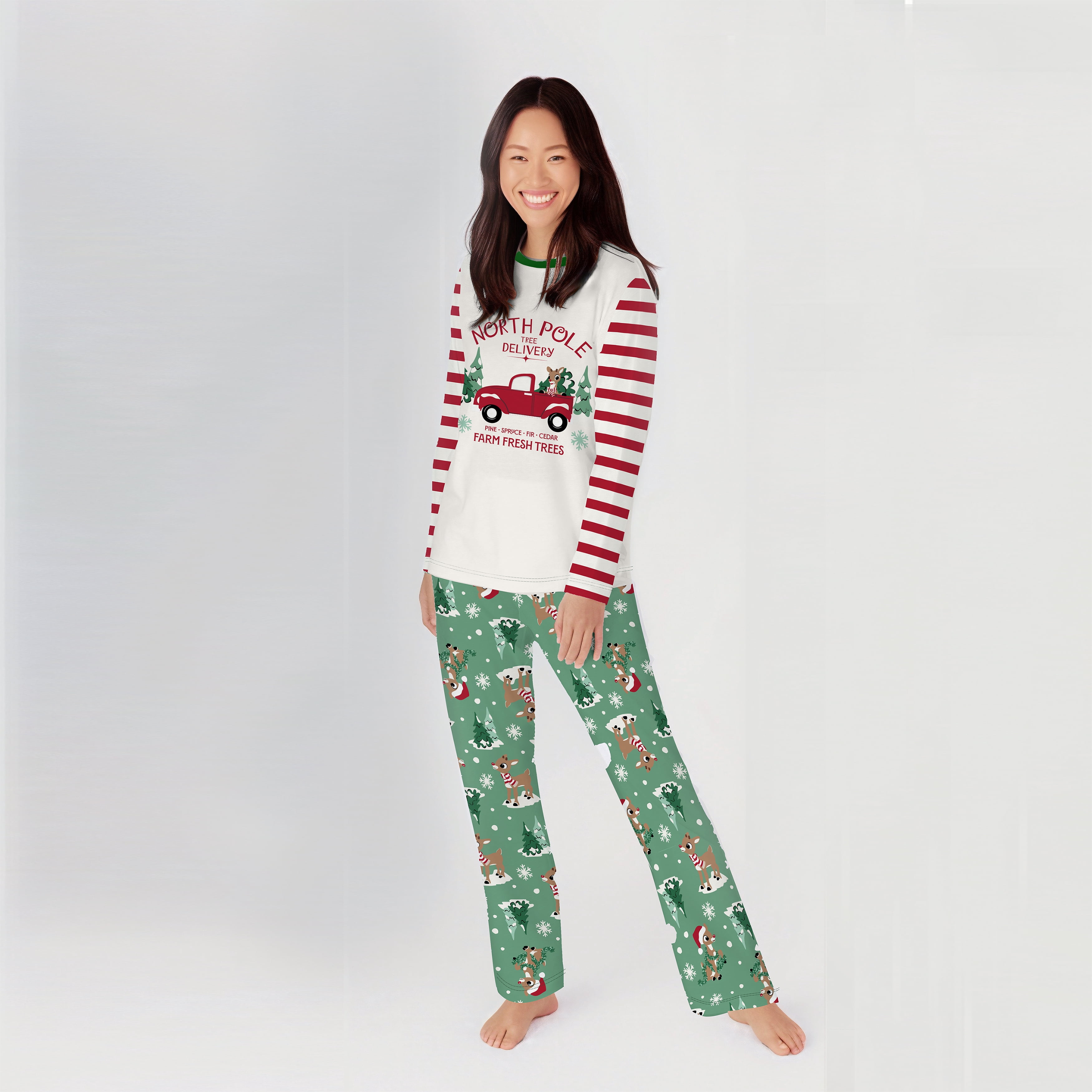 Rudolph Matching Family Christmas Pajamas – For Adult Men and Women and Kids, 2-Piece Pajama Set Holiday Sleepwear