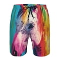 thumbnail image 3 of Fuzoiu Watercolor White Horse Print Men's Beach Shorts,Men's Swim Trunks,Quick Dry Board Shorts with Pockets,Men's Bathing Suits for Surfing, Running, and Casual Wear-Medium, 3 of 6