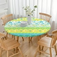 thumbnail image 3 of Vibrant Round Tablecloth, Boho Floral Print with Elastic Hem for 56 Inch Tables, 3 of 7