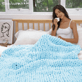 thumbnail image 2 of Comtest Chunky Knit Throw Blanket Chenille, Light Blue, 40"x103"(Sofa for Four), 2 of 6