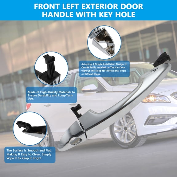 Front Left Exterior Door Handle with Keyhole for 2015-2019 Hyundai Sonata