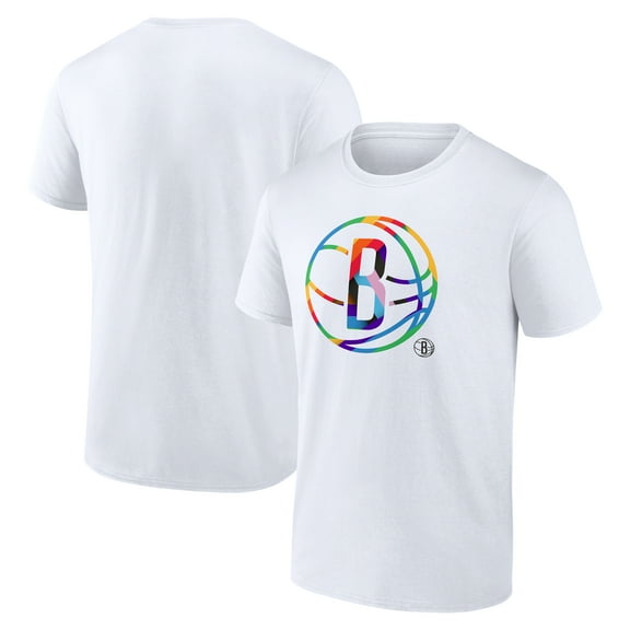 Men's White Brooklyn Nets Team Logo Pride T-Shirt