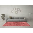 thumbnail image 3 of Ahgly Company Machine Washable Indoor Round Abstract Red Modern Area Rugs, 4' Round, 3 of 4