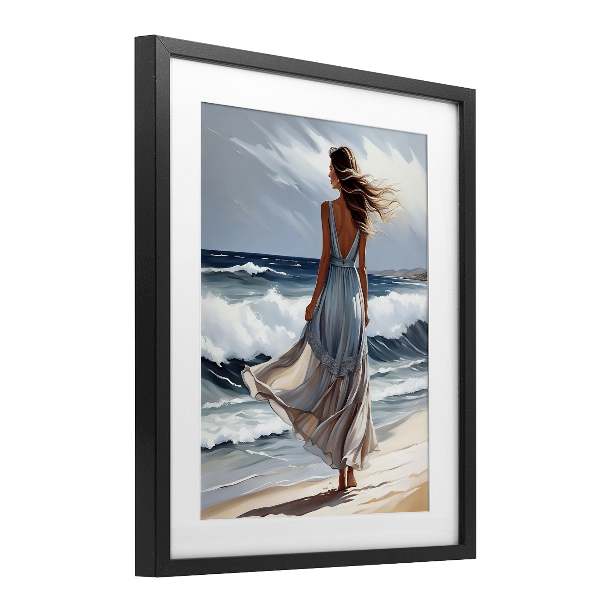 Stupell Industries Walk In The Waves Black Framed Print Under Glass, design by Tabz Jones
