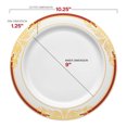thumbnail image 2 of Smarty 10.25" White Burgundy Gold Harmony Rim Plastic Dinner Plates 120ct, 2 of 5