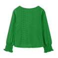 thumbnail image 5 of Wxirdiow Girls Shirts Girls Long Sleeve Shirts Ribbed Knit Cotton Layer Tops Slim Fit Casual Undershirts Green Size,12-14 Years, 5 of 6