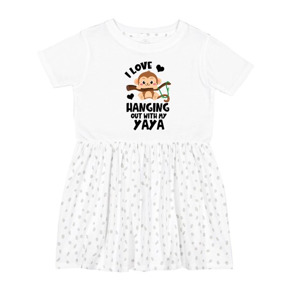 Inktastic Monkey I Love Hanging out with My Yaya Girls Toddler Dress