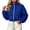 Blue, variant on CBASIHI Womens Cropped Sweatshirts with Pockets- Fall Loose Fit Casual Trendy Stand Collar Zip Up Jackets Hot Pink Size S