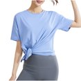 thumbnail image 5 of tarylea Workout Tops for Women Short Sleeve Crew Neck Slit Hem T-Shirt Casual Loose Comfy Summer Yoga Athletic Tops, 5 of 7