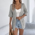 thumbnail image 2 of Aboser Womens Crochet Cardigan Sweaters Lightweight Open Front Cardigans Casual Elbow Half Sleeve Shrug Cardigan Comfy Soft Beach Cover Ups, 2 of 8