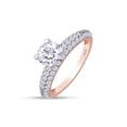 thumbnail image 3 of 1 3/4 Carat 6.5MM Round Cut Lab Created Moissanite Diamond Solitaire Triple Row Engagement Ring for Women In 14K Rose Gold Over Sterling Silver (VVS1 Clarity, 1.75 Cttw)-12, 3 of 5
