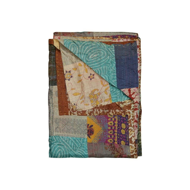 JETÉ EN SOIE RÉTRO KANTHA 50"X70"