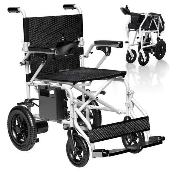 Electric Wheelchair for Adults Foldable, 15 Miles Range Motorized Wheelchair, All Terrain Power Wheelchairs to 350 lbs White