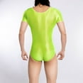 thumbnail image 3 of Mens Glossy Stretchy Bodysuit Solid Color One Piece Slim Fit Jumpsuit Briefs Underwear, 3 of 3