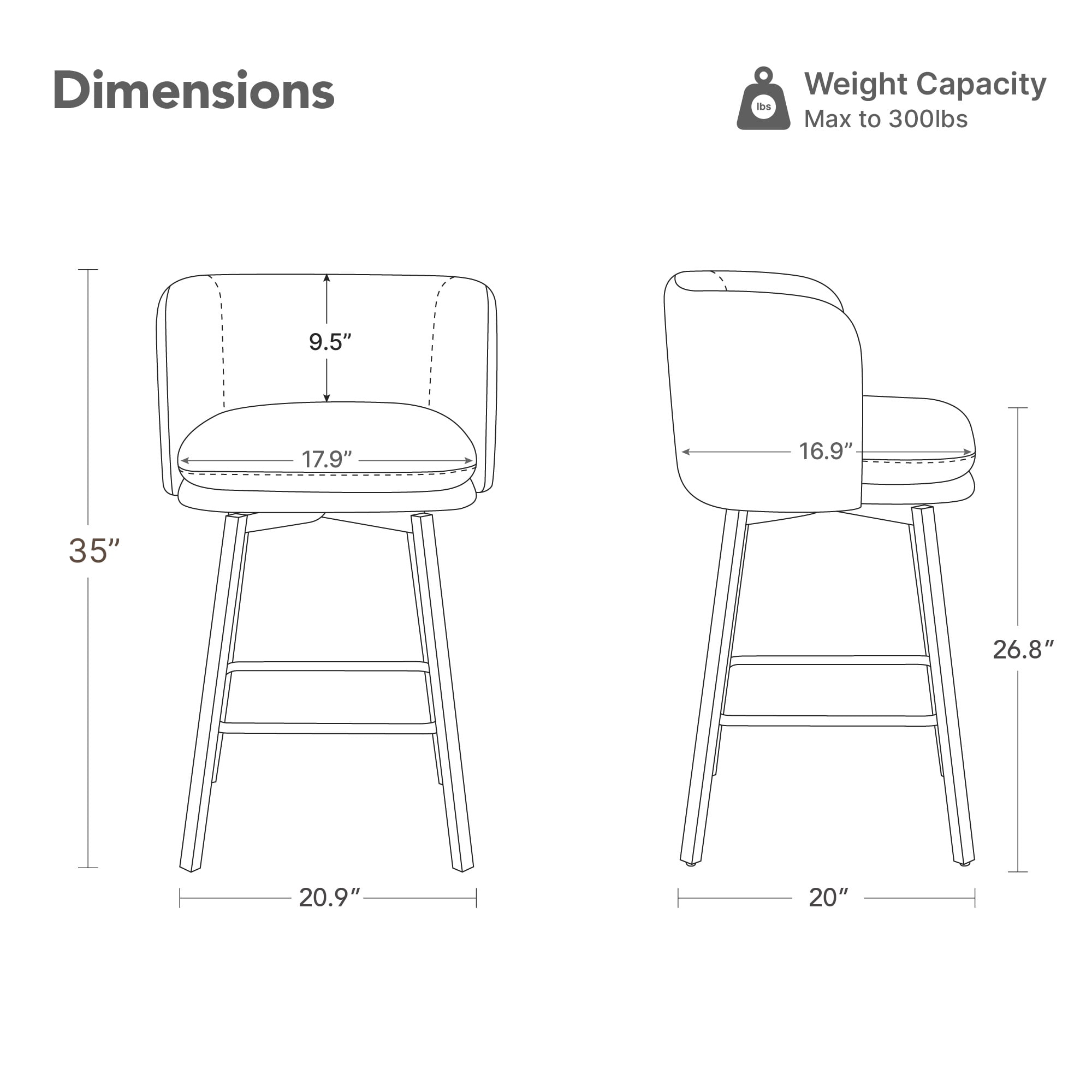 Spruce & Spring Modern Swivel Counter Stool with Barrel-Back Design and Upholstered Seat SandSet of 2, Sand