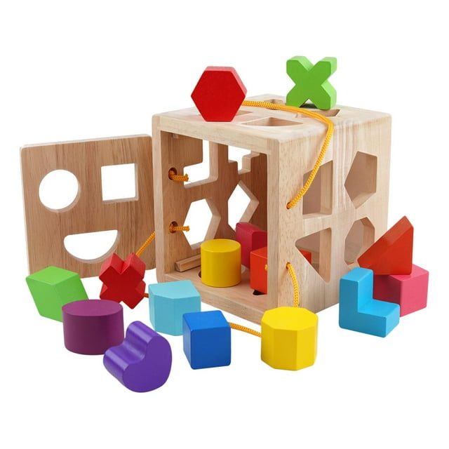 Juguete de desarrollo de bloques geométricos Montessori, juguete clasificador de formas coloridas para niñas y , actividad de aprendizaje 19 hoyos yotijar juego de clasificación de formas de color