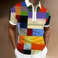 thumbnail image 2 of Mens Plaid Polo Shirt Short Sleeve Breathable T Shirt Zip Placket Casual Summer Top White XXL, 2 of 6