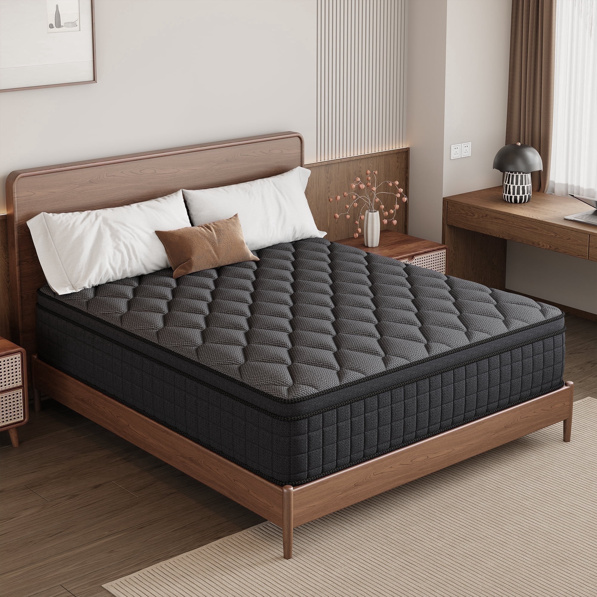 gunugu 12 inch Twin Hybrid Mattress in a Box, Cooling Gel Memory Foam Mattress with Individually Wrapped Pocket Coils, Medium Firm