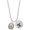 thumbnail image 1 of Delight Jewelry Two-tone Horseshoe with Trinity Knot Silvertone Script Initial Disc - X - Charm Necklace, 20"+3", 1 of 1