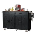 thumbnail image 4 of Farmhouse Kitchen Island - 53.5" Black Rolling Cart with Power Outlet, 4 of 8