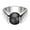 Silver-Black, variant on Vintage C shaped Ring Unisex Stainless Steel Inlaid 10MM Cat's Eye Stone Gold-Black Size 5