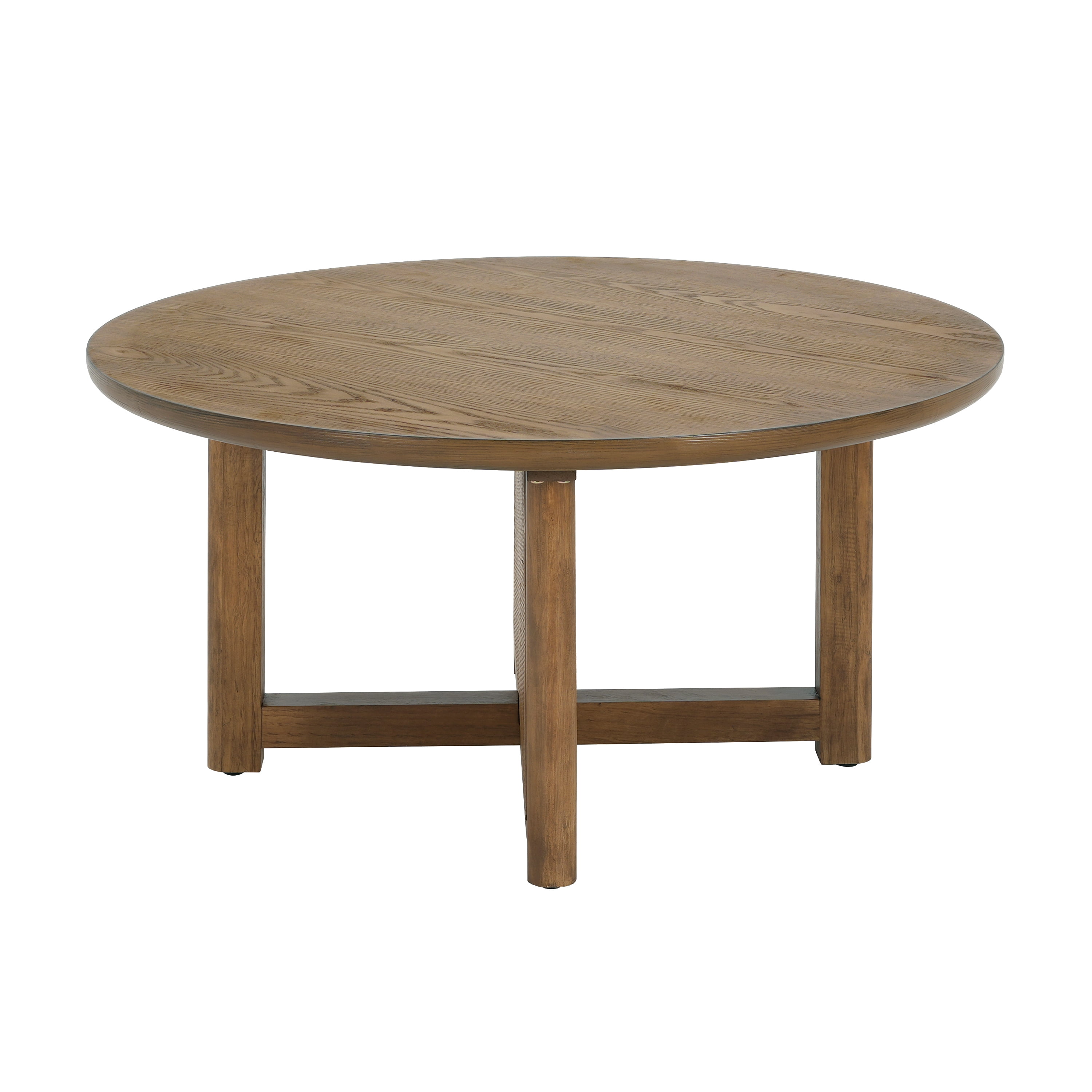 Euroco 32inch Round Dining Table for 4,Rattan Woven Wood Kitchen Table for Kitchen Living Room,Dining Room,Natural