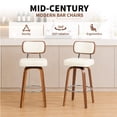 thumbnail image 5 of ClinQ 26 inch Swivel Counter Height Bar Stools Set of 2, Faux Leather Seat with Back, Walnut Bentwood Legs and Metal Footrest, White-Sliver Footrest, 5 of 11