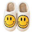 thumbnail image 1 of Pantuflas de felpa con cara sonriente cómodas y cálidas para el hogar, pantuflas de felpa con espuma viscoelástica, pantuflas acolchadas para el hogar, talla 2, color blanco, 1 of 4