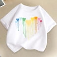 thumbnail image 4 of QINGFSAP Boys Girls Crew Neck Short Sleeve Tee Cotton Rainbow Heart Graphic Print Casual Fashion Summer Basic Tops for 2-12T, 4 of 5
