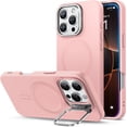 thumbnail image 1 of Étui pour iPhone 16 Pro, Étui en Silicone avec Support, Compatible avec MagSafe, Protection de Qualité Militaire, Support de Caméra Intégré, Étui Magnétique pour iPhone 16 Pro, Série Cloud, Rose, 1 of 4