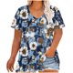 thumbnail image 1 of Camiseta de Base de Impresión de Manga Corta con Cuello en V para las Mujeres, Más Tamaño Estante de Imitación Casual Superior, 1 of 9