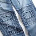 thumbnail image 3 of SWSMCLT Men's Mid Rise Ripped Jeans Stretch Trousers Distressed Denim Pants Slim Fit Chic Ankle Blue 30, 3 of 5