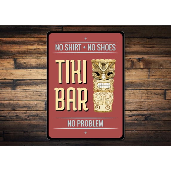 Tiki Statue Novelty Decor, Metal Wall Sign - 10x14 Inches
