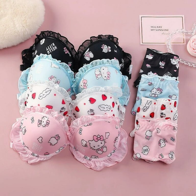 Sanrio Hello Kitty Bra Set Kawaii Sweet Underwear Panties and Bra