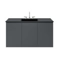 thumbnail image 3 of Modway Bryn 48" Modern Wood/Ceramic Wall-Mount Bathroom Vanity in Gray/Black, 3 of 8