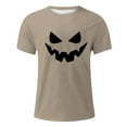 thumbnail image 4 of Mens Tshirts Halloween Theme Expression Printed Solid Color Short Sleeve Crew Neck Tops Comfortable Loose Casual Shirts For Men Khaki XXXL, 4 of 4